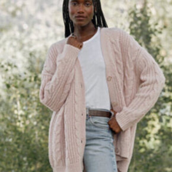 Jenni Kayne Cable Cocoon Cardigan in Blush - Picture 1 of 9